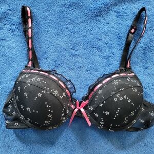 Native Intimates Black and Pink Floral Women's Bra 34B